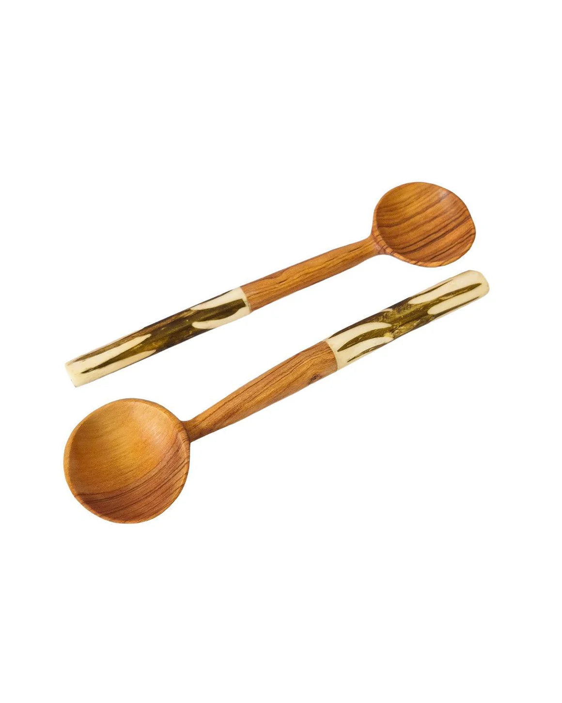 Olive Wood Sugar Spoon With Green Batik Handle
