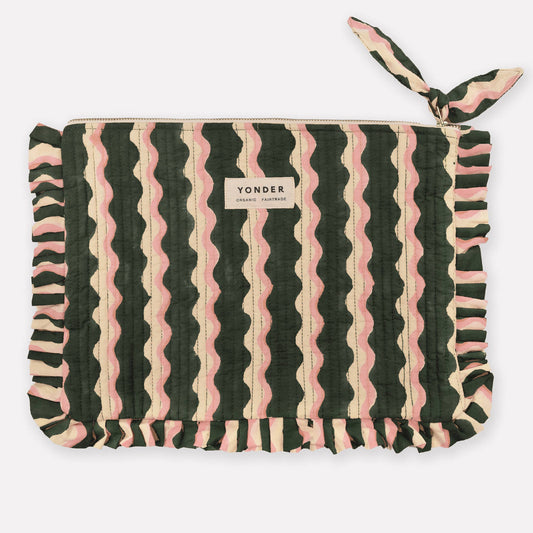 Quilted Frill Pouch | Whirly | Fern