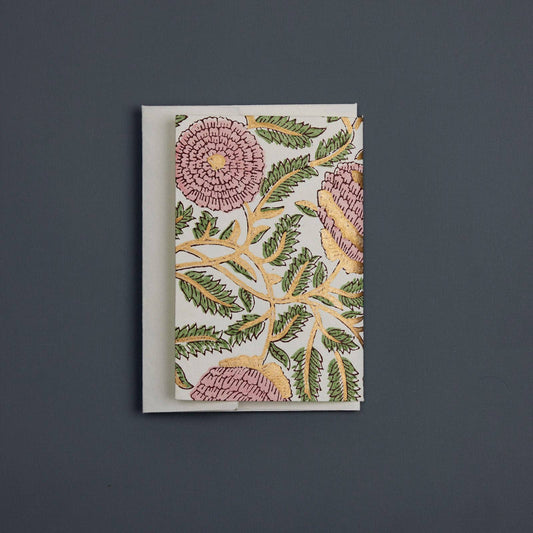 Block Printed Greeting Card - Photo frame Marigold Glitz Blush By Paper Mirchi