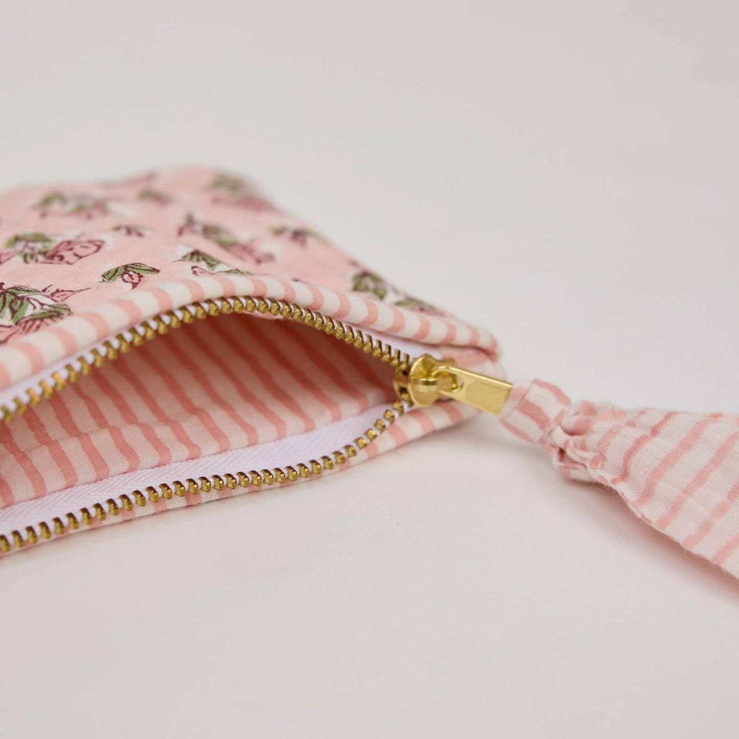 Organic Cotton Zipped Pouch Set - Floral Blush By Paper Mirchi