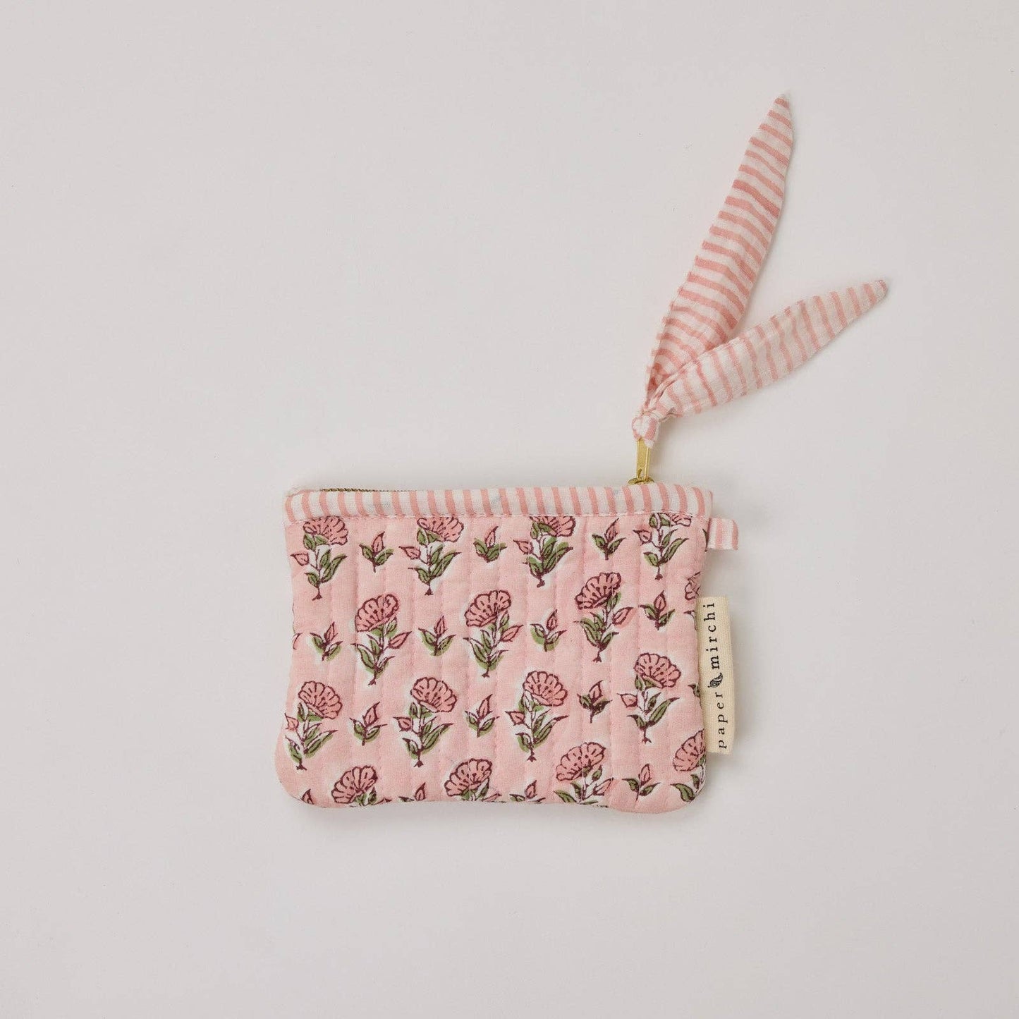 Organic Cotton Zipped Pouch Set - Floral Blush By Paper Mirchi