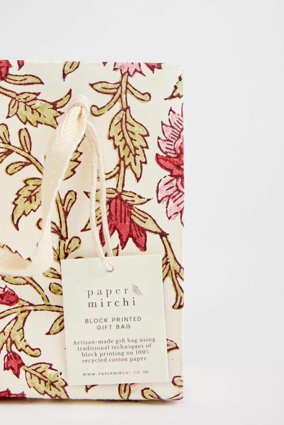 Hand Block Printed Gift Bags Small in Scarlet By Paper Mirchi