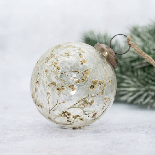 Mouth Blown Glass Spray Botanical Bauble