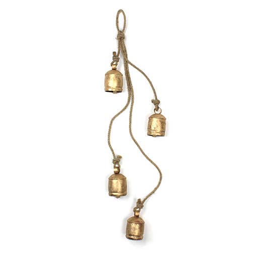 Four Large Rustic Bells on Rope