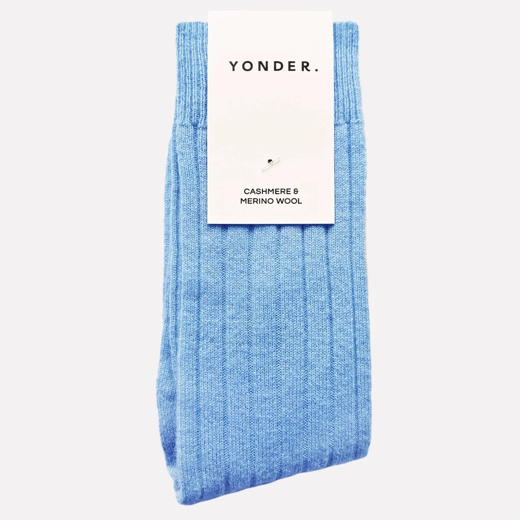 Cashmere and Merino Wool Socks in Cornflower By Yonder
