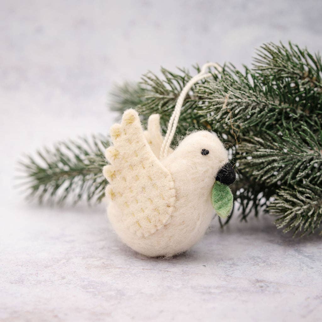 Handcrafted Felt Dove Christmas Tree Decoration