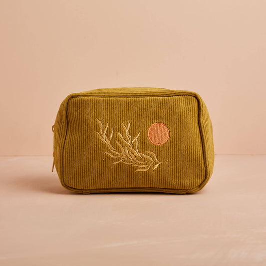 Corduroy Makeup Bag in Olive By Cai & Jo
