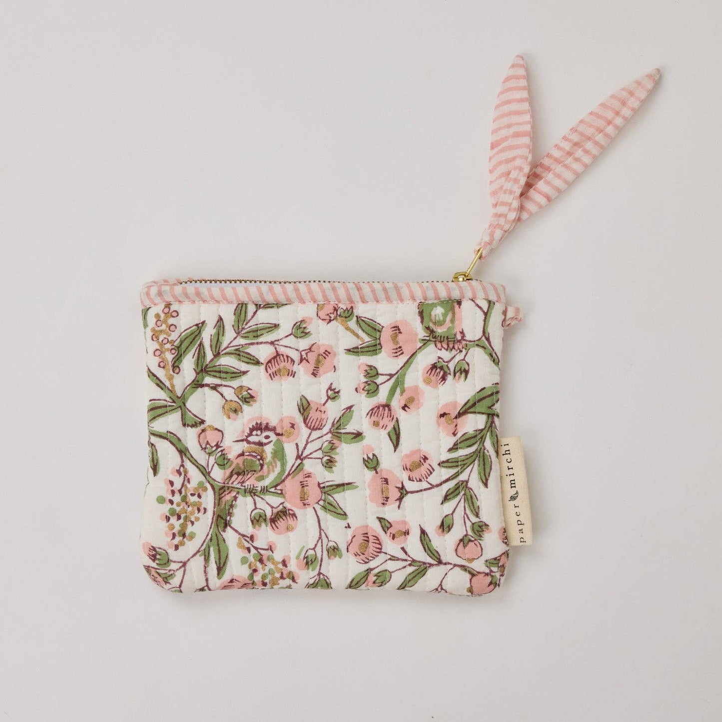 Organic Cotton Zipped Pouch Set - Floral Blush By Paper Mirchi
