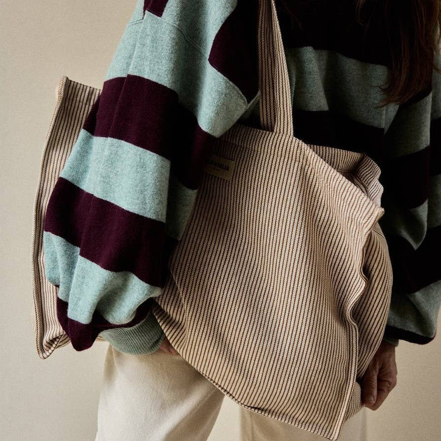 Cotton Weekend Bag Clay Stripe in Gabrielle Paris