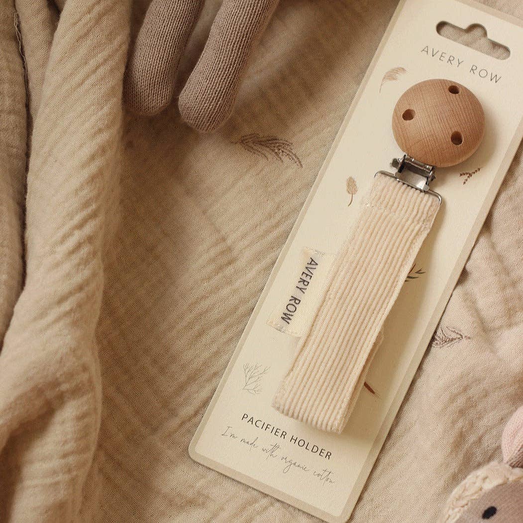 Pacifier holder in Cream Corduroy Organic Cotton by Avery Row