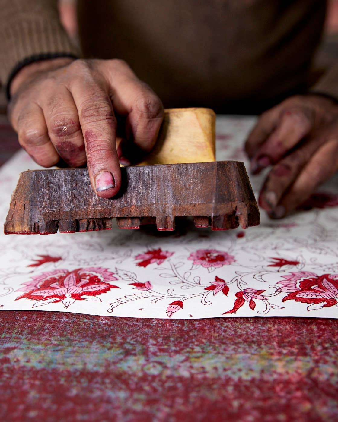 Hand Block Printed Gift Bags Small in Scarlet By Paper Mirchi