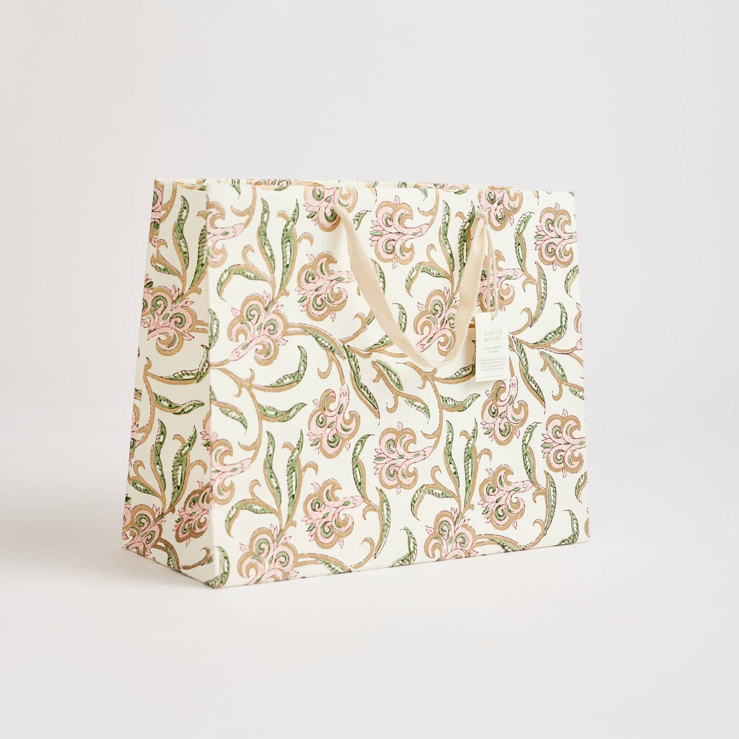 Hand Block Printed Gift Bags (Large) - Blush  By Paper Mirchi