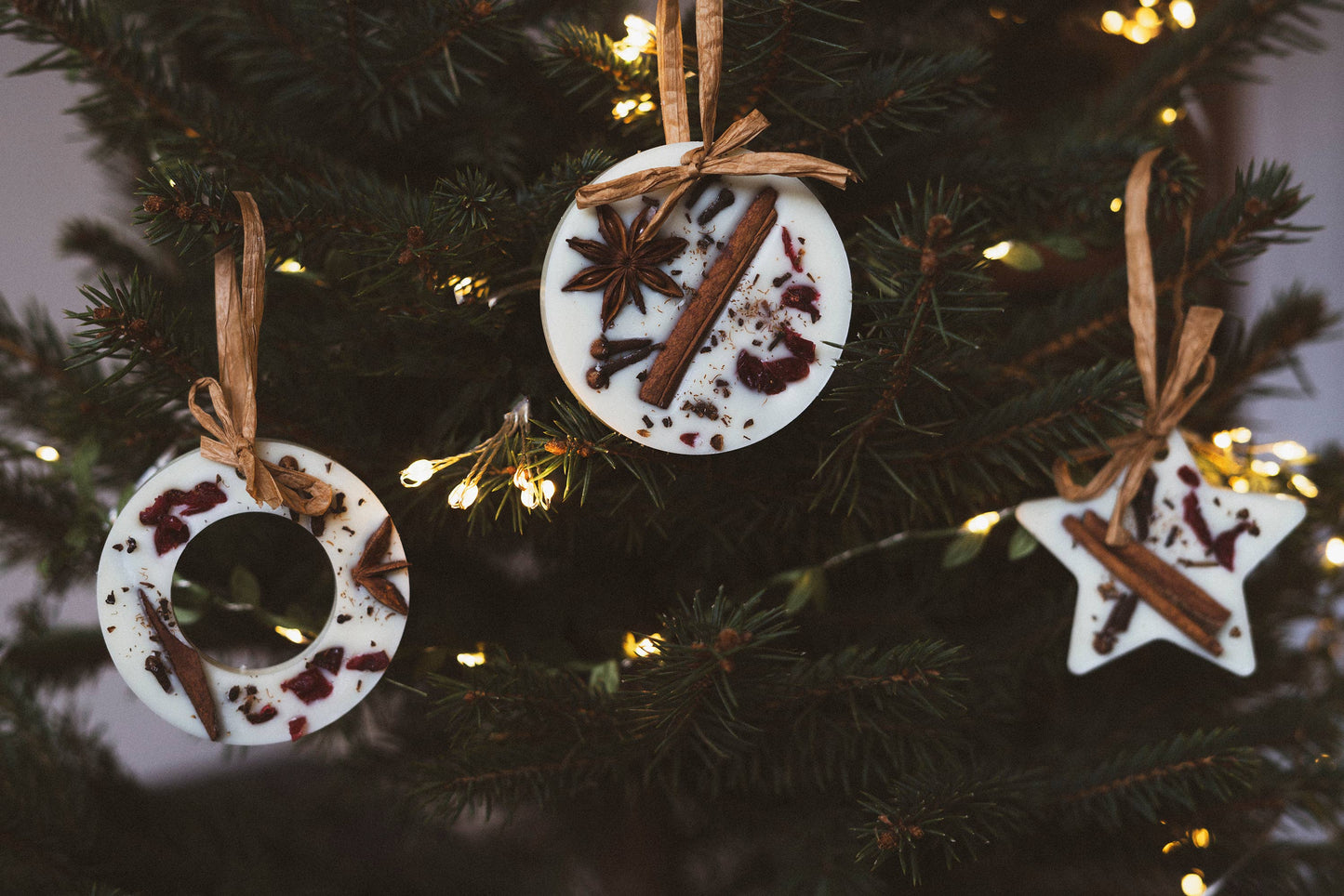 Christmas Scented Tree Wax Decoration - Cranberry Orange and Cinnamon