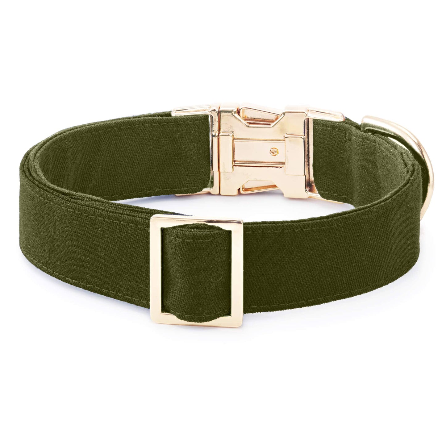 Olive Dog Collar With Gold Hardware - The Foggy Dog