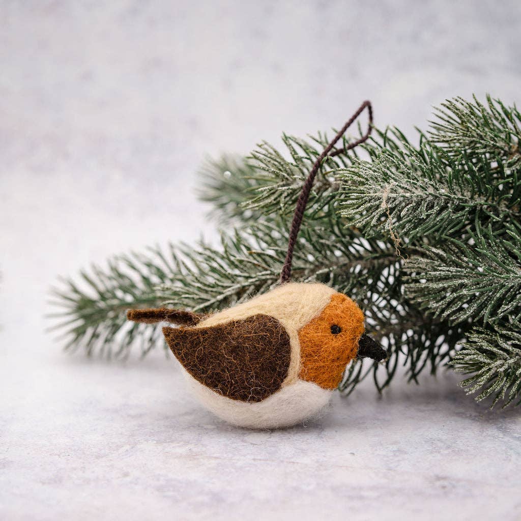 Handcrafted Felt Robin Christmas Tree Decoration