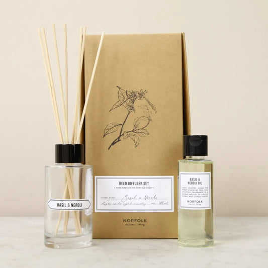 Norfolk Natural Living Reed Diffuser Oil Set - Basil & Neroli
