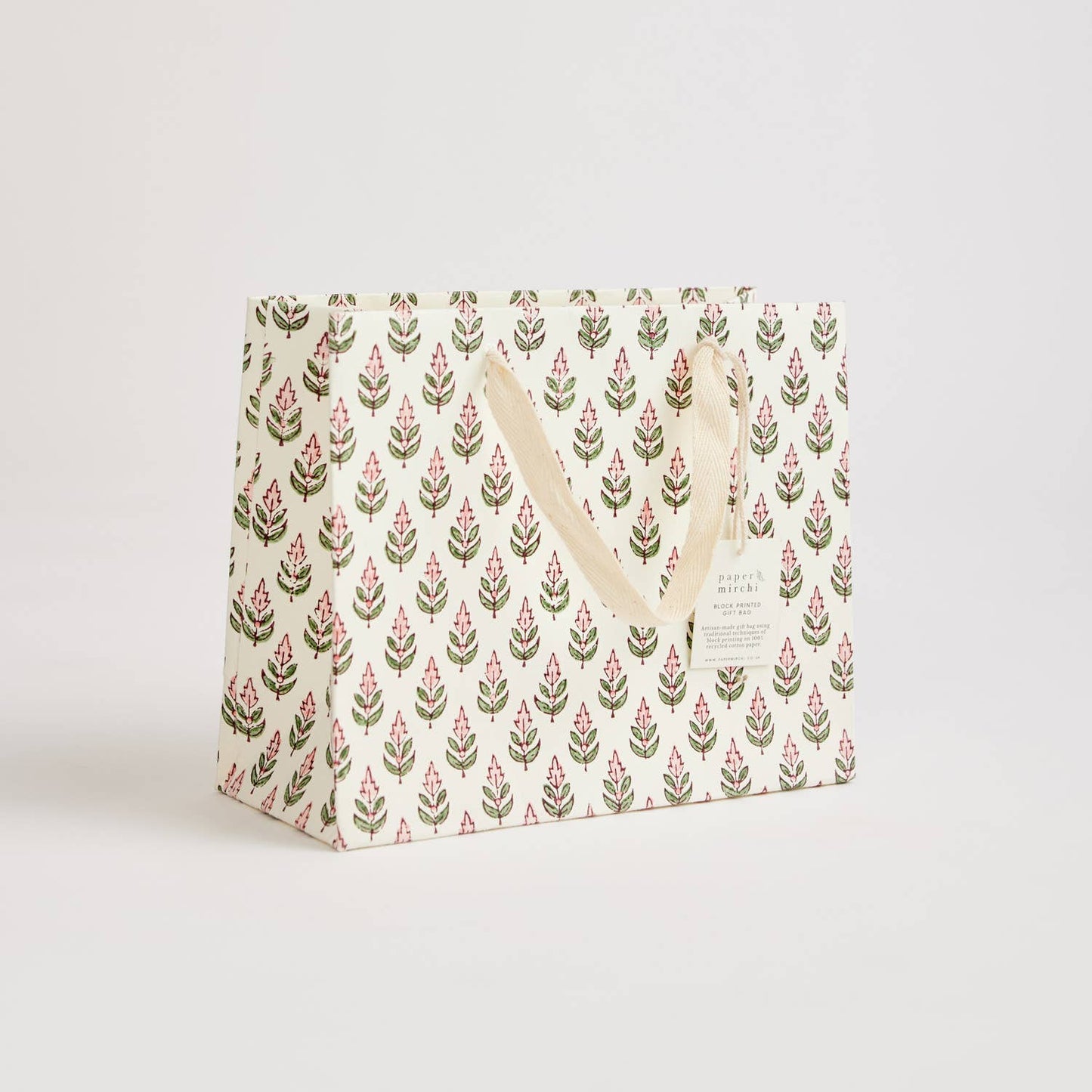 Hand Block Printed Gift Bags (Medium) - Blush By Paper Mirchi