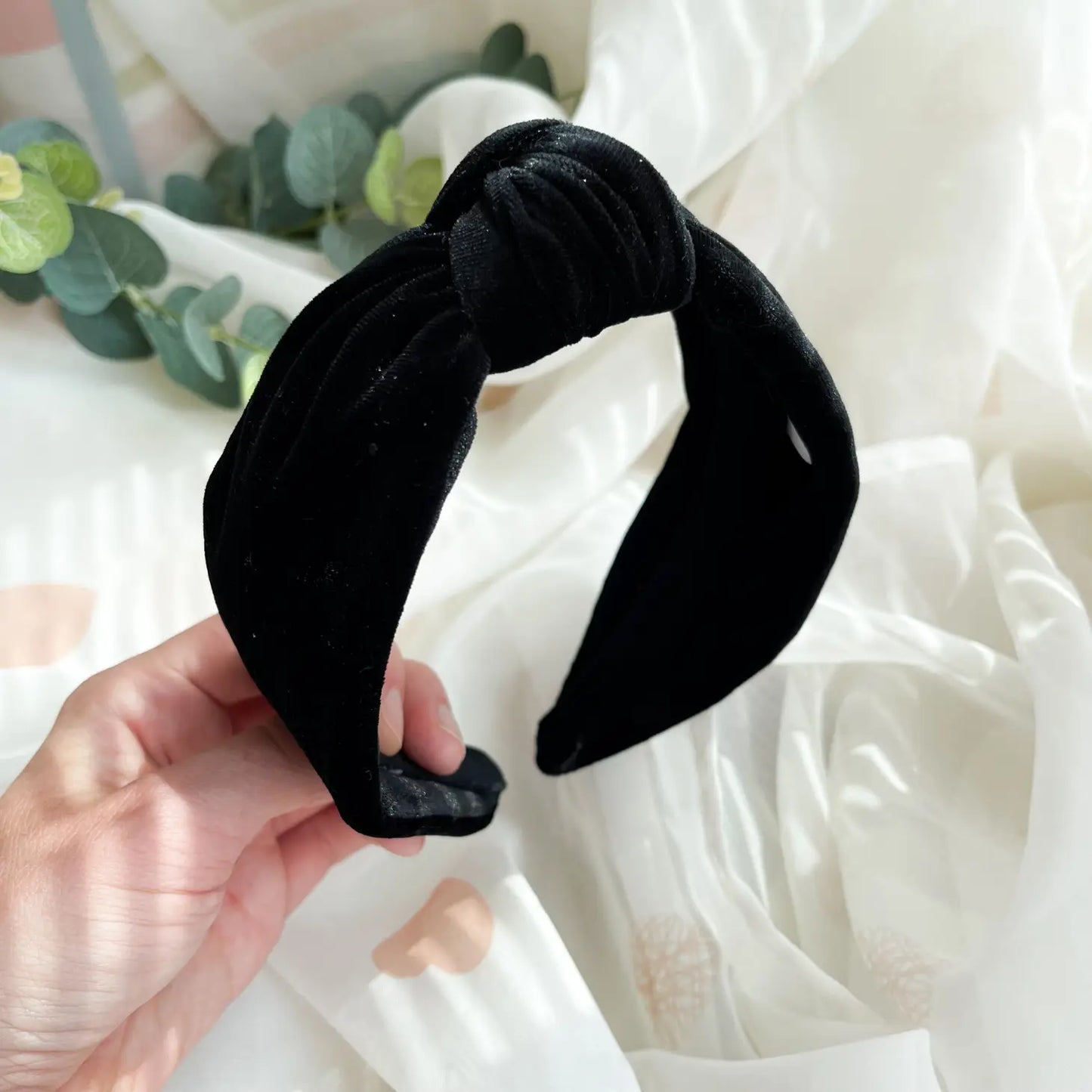 Top Knot Headband - Black Velvet By Nine Designs