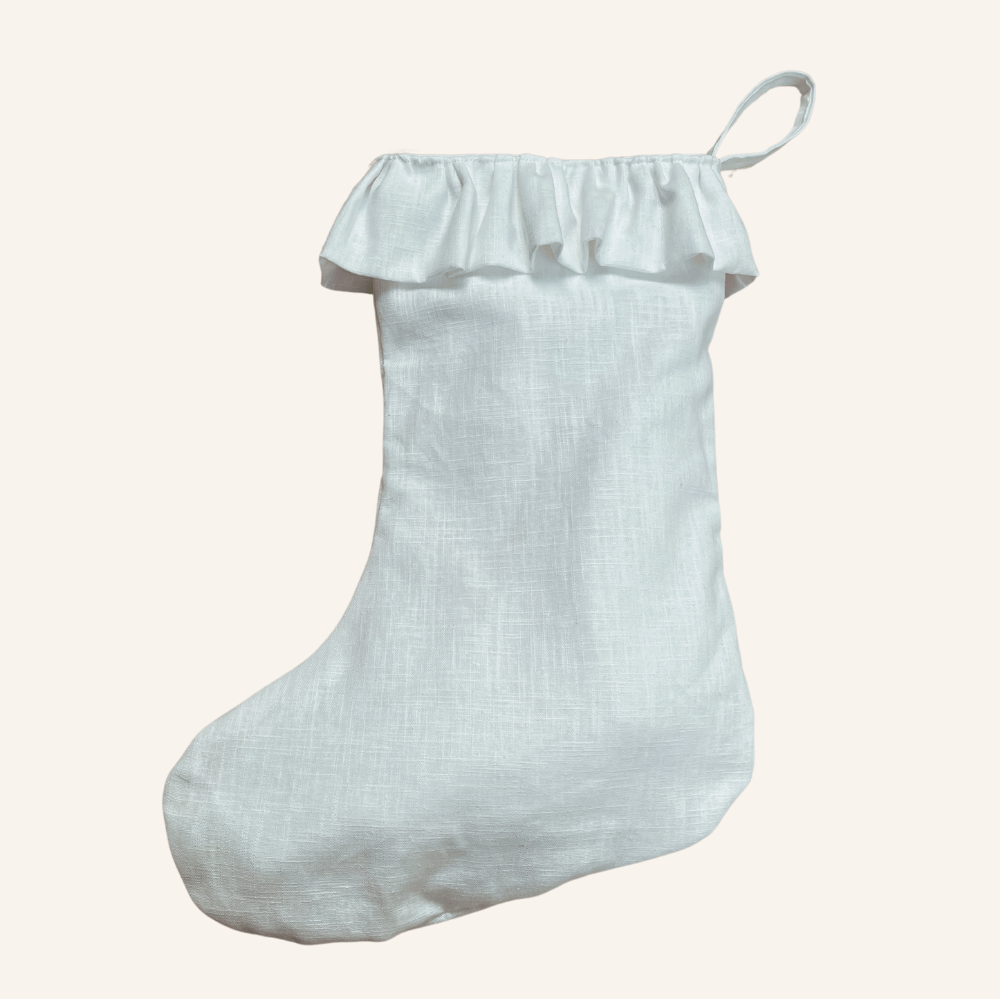 Christmas stocking - Linen - Festive Frill : Cream