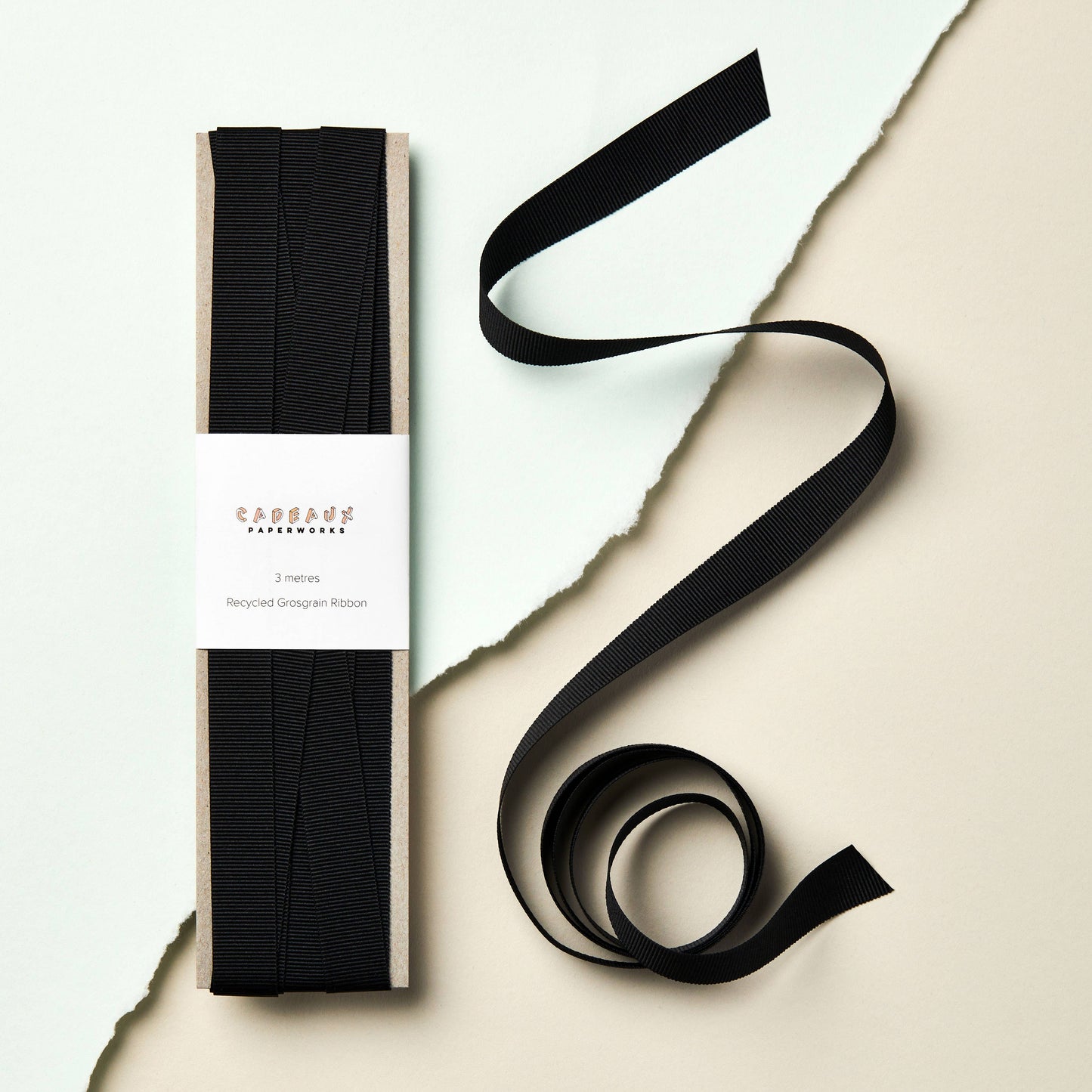 Luxury Recycled Grosgrain Ribbon - 15mm: Onyx Black By Cadeux