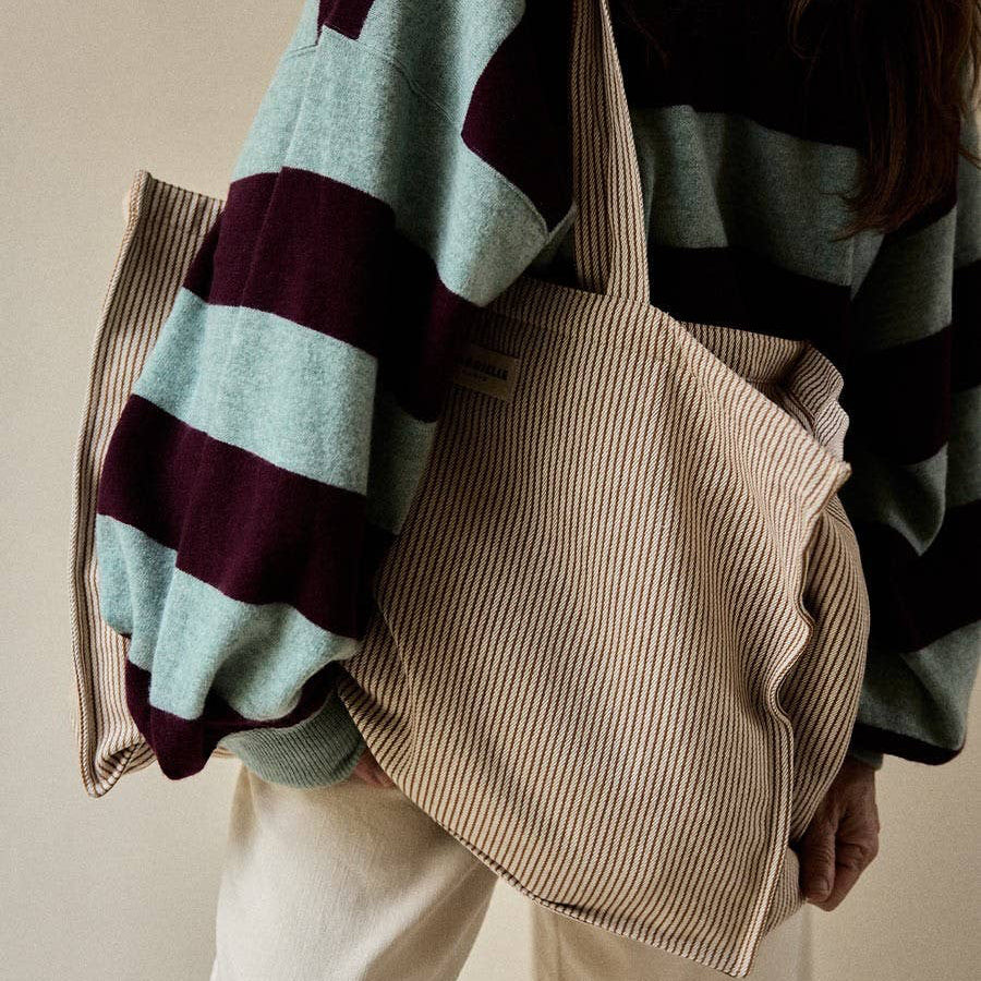 Cotton Weekend Bag Clay Stripe in Gabrielle Paris