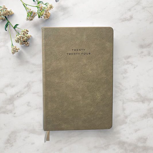 Seven Fiftytwo 2024 weekly Diary Planner in Khaki | Vegan Leather