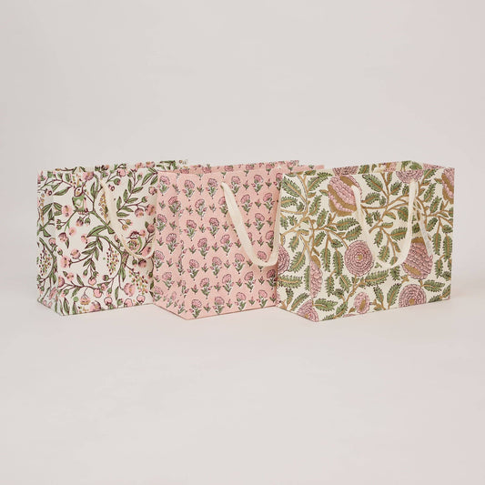 Hand Block Printed Gift Bags (Medium) - Blush Refresh By Paper Mirchi

