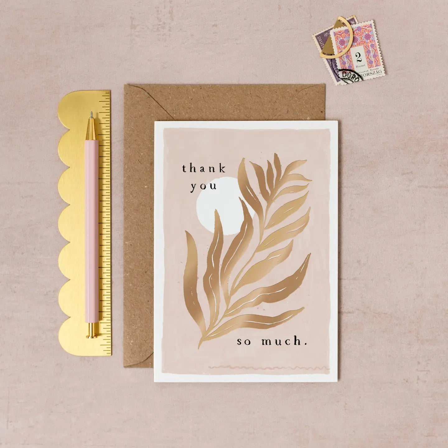 Gold Foil Leaf Thank You Card By Sister Paper Co.