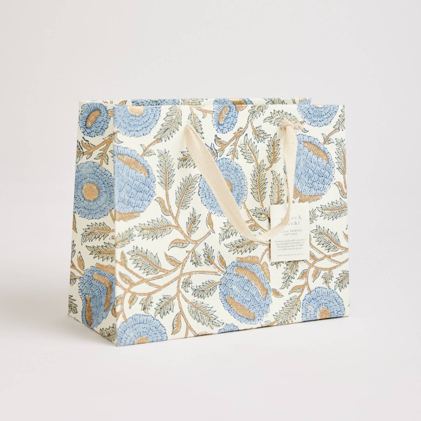 Hand Block Printed Gift Bags (Medium) - Blue Stone By Paper Mirchi