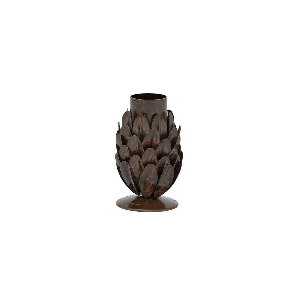 Rustic Pine Cone Candlestick Holders