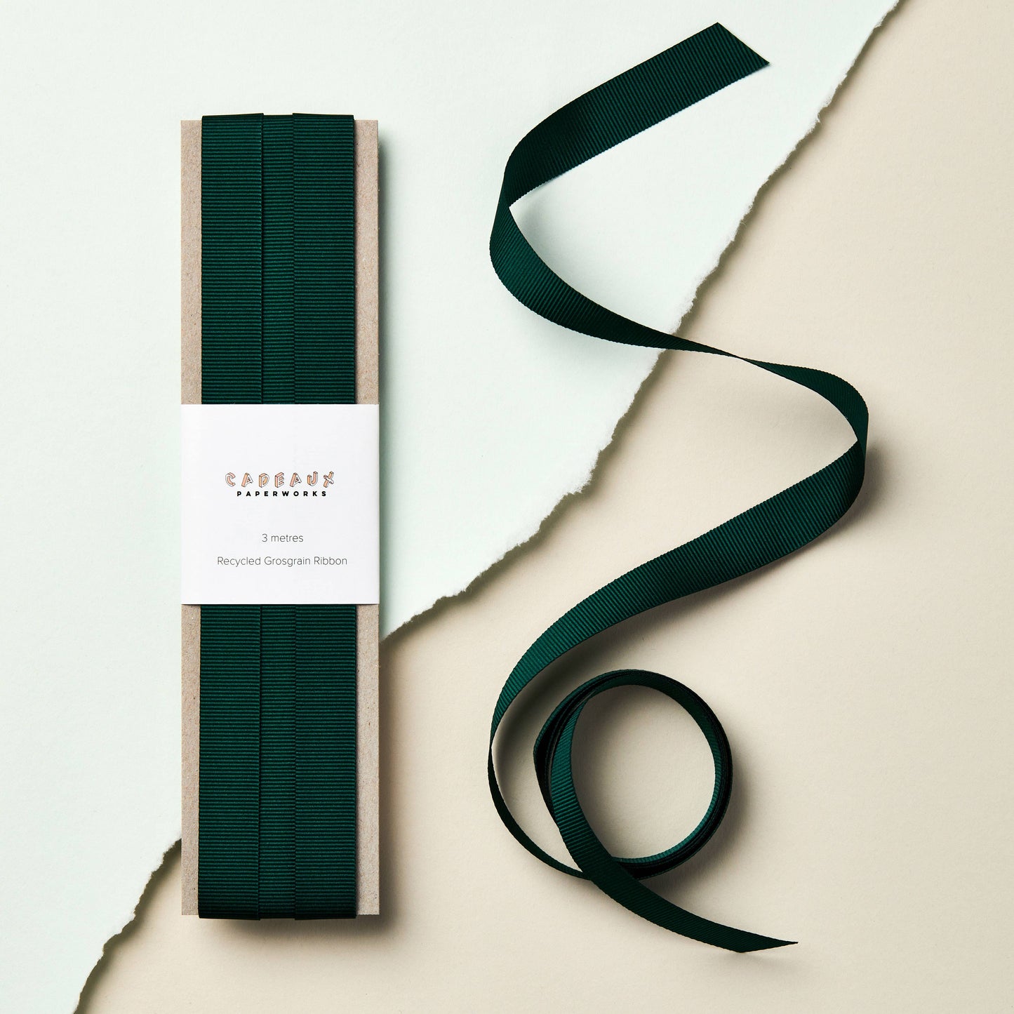 Luxury Recycled Grosgrain Ribbon - 15mm: Emerald Green