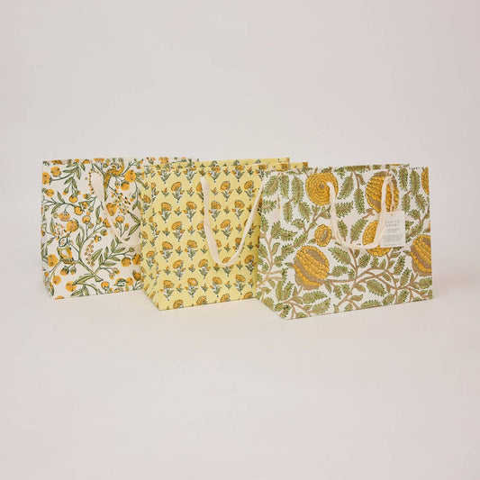 Buy Hand Block Printed Gift Bags (Medium) - Sunshine Refresh By Paper Mirchi Online
