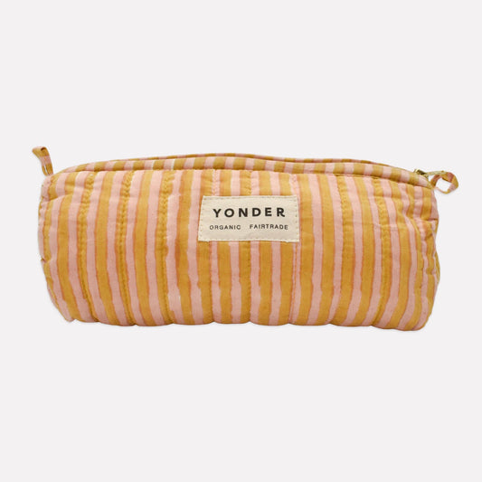 Quilted Barrel Case | Candy Stripe | Biscuit
