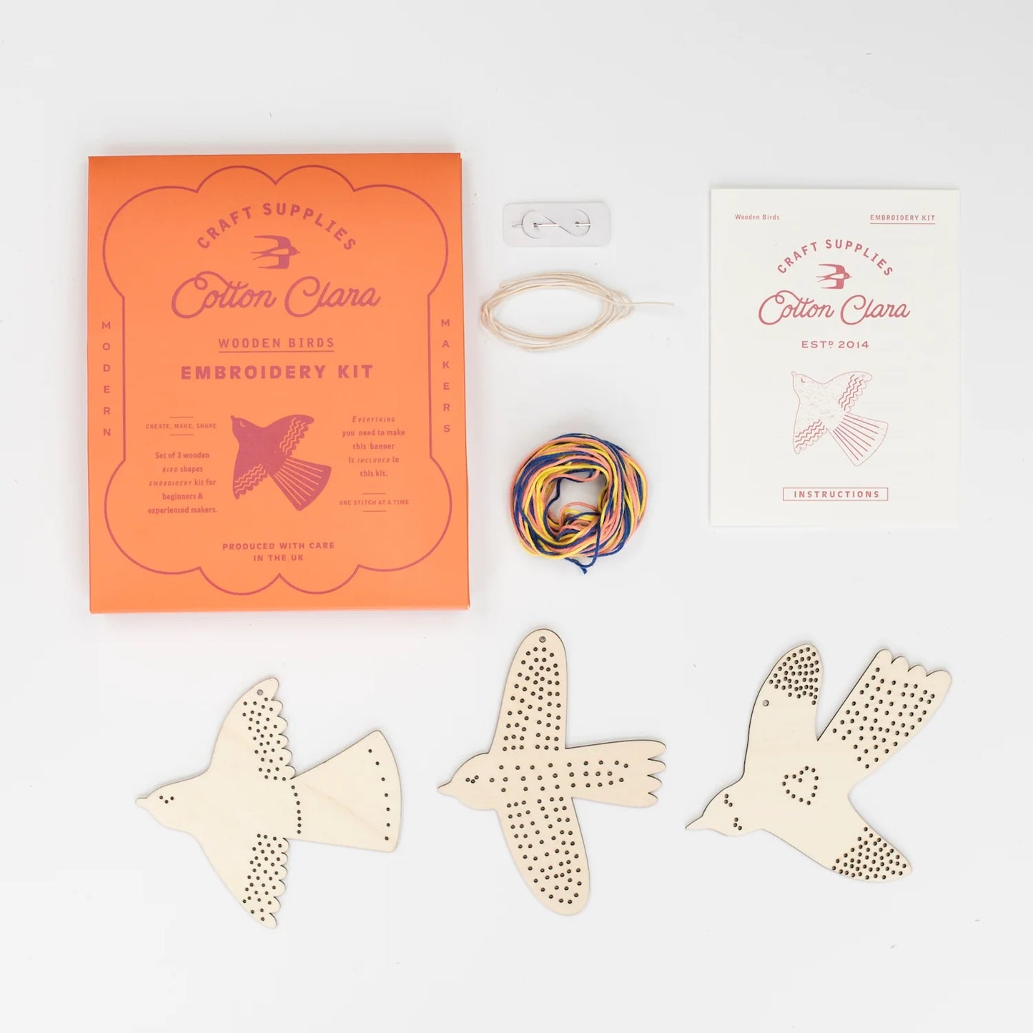 Wooden Birds Embroidery Board Kit By Cotton Clara