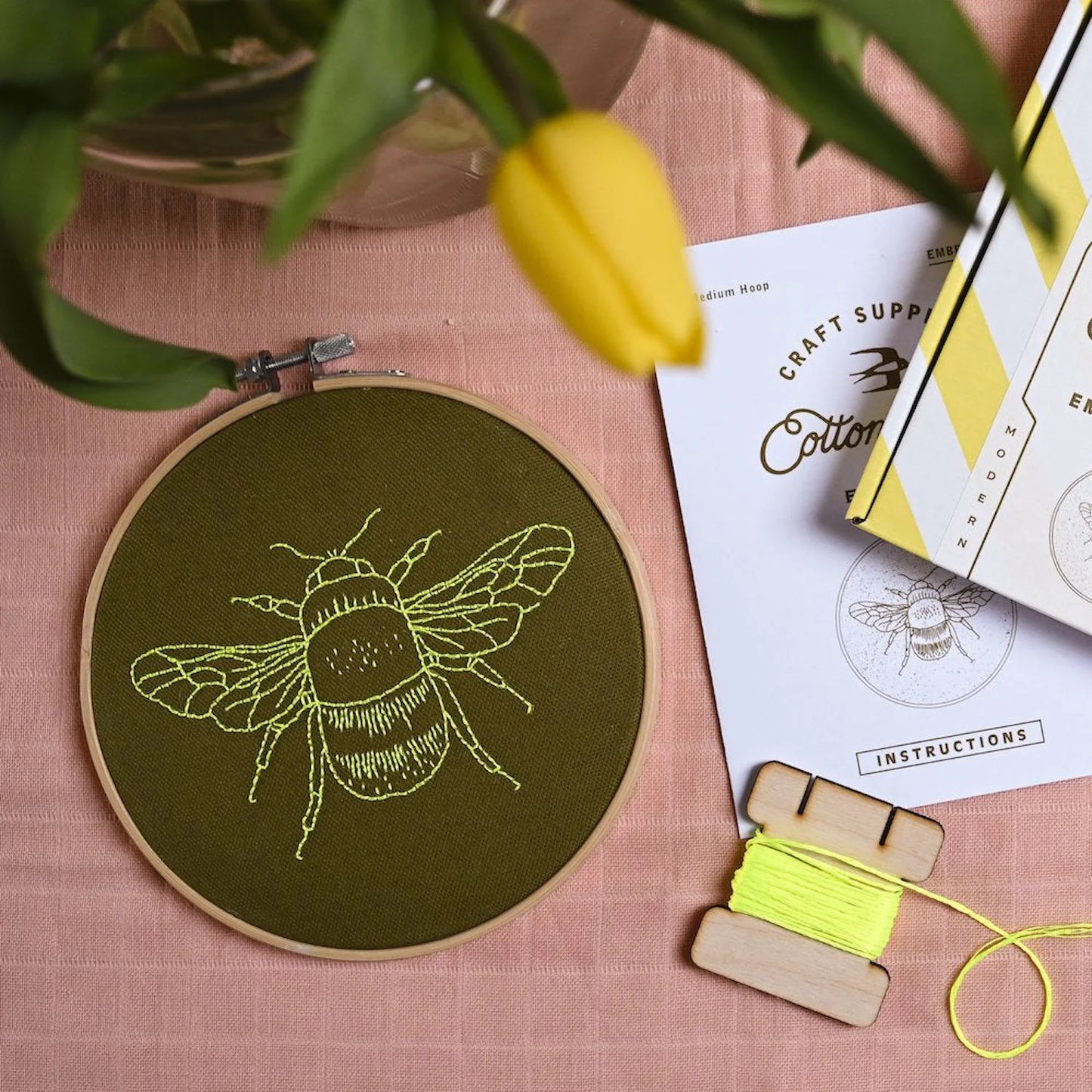 Bee Embroidery Hoop Kit By Cotton Clara