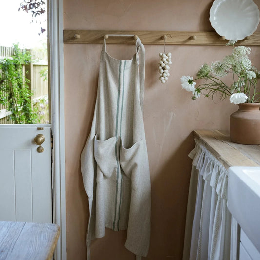 The Timeless Linen Apron in Green By The Interiors Yard