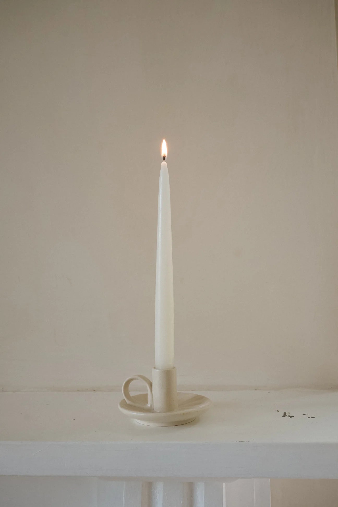 Wee Willy Winkee Candle Holder - Cream Ridged