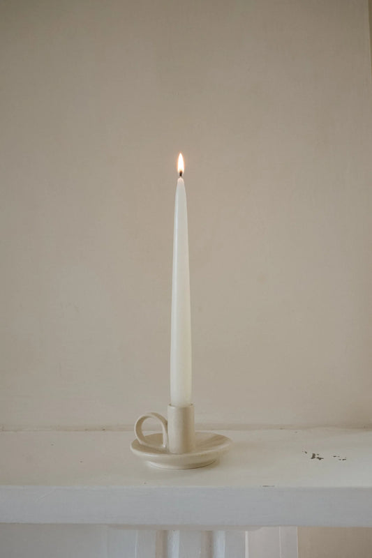 Wee Willy Winkee Candle Holder - Cream Ridged