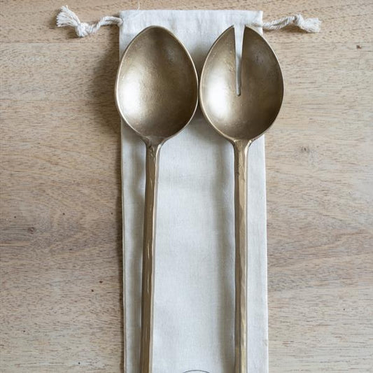 Pair of Forged Brass Salad Servers From Morgan Wright