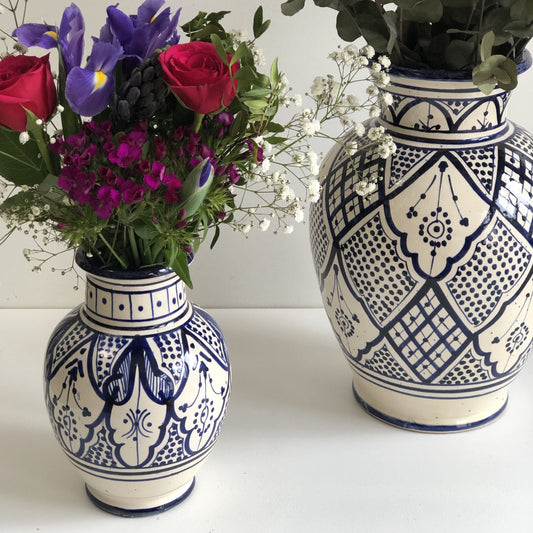Small Moroccan "Zwak" Vase In Moroccan Blue