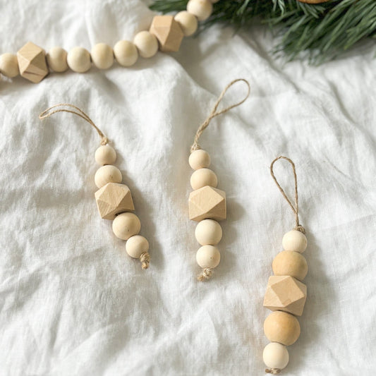 Handmade Chunky Wooden Beaded Christmas Decorations