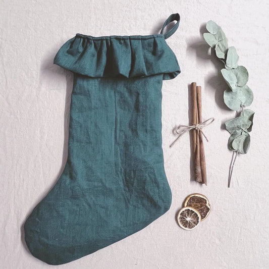 PRE-ORDER FOR DELIVERY 27TH - 30TH NOVEMBER 2024
Simply classic stocking with frill detail
Approx 38cm in height from top of frill to heel hanging loop 4 inches long
Fully lined
Machine washable
3 colour-ways
100% Linen