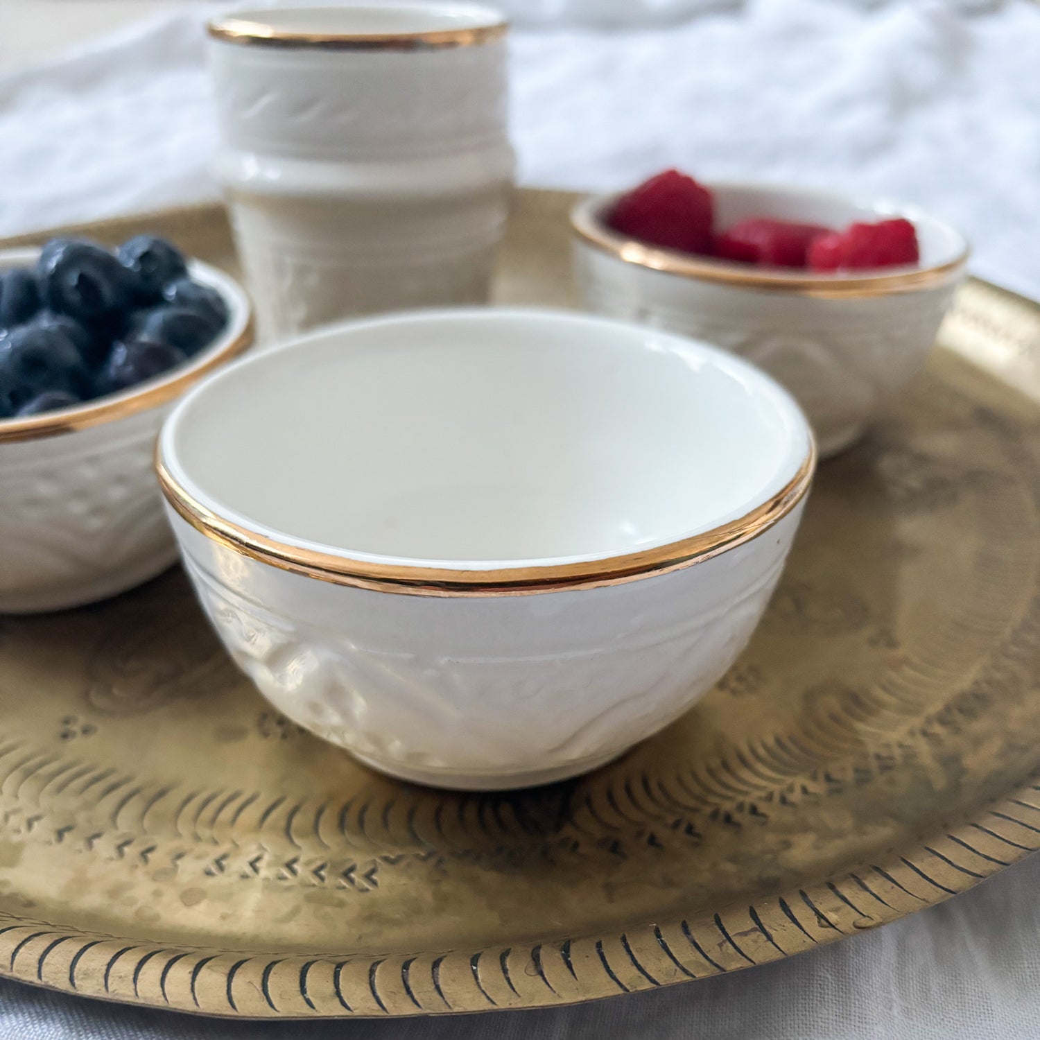 Moroccan White & Gold "Zwak" Clay Mini Bowl
