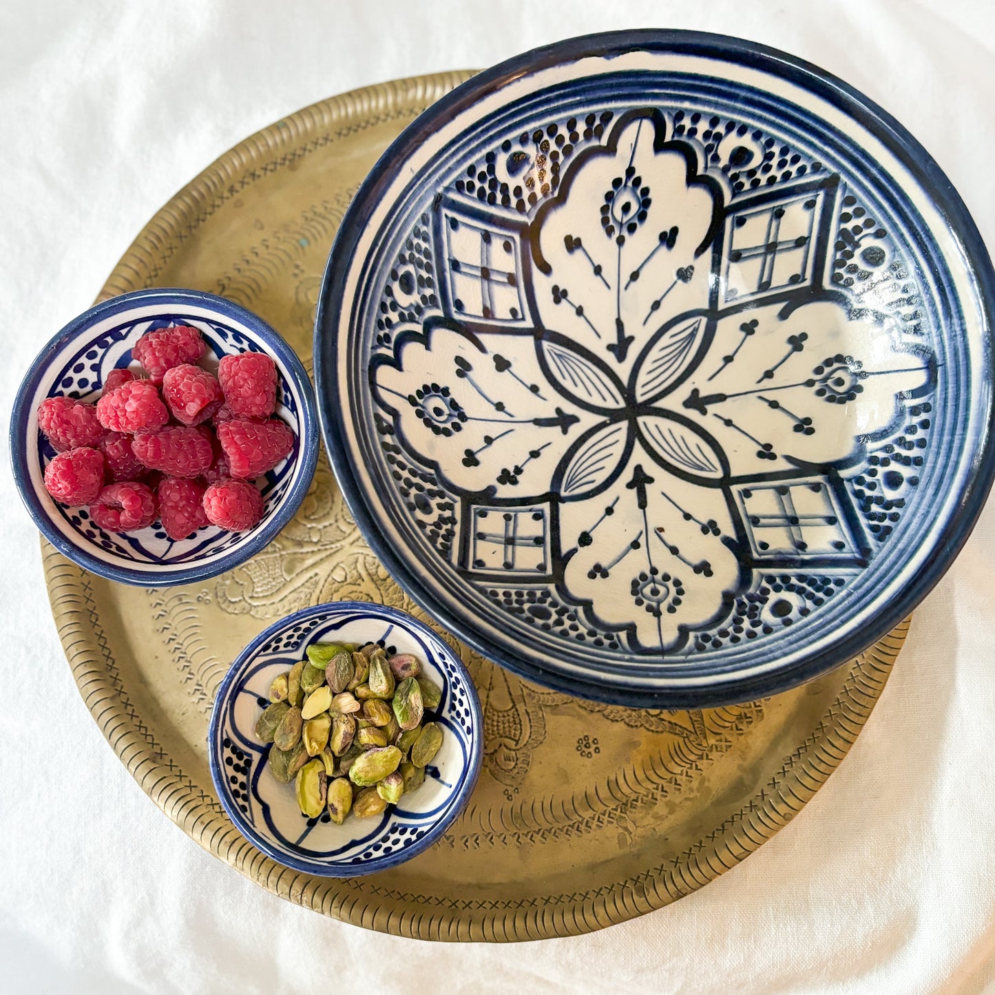 Small Moroccan "Zwak" Salad bowl In Blue & White
