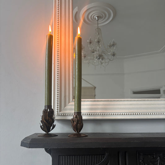 Rustic Pine Cone Candlestick Holders
