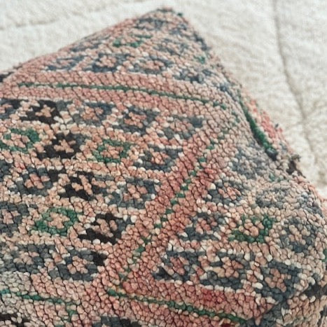 Moroccan Vintage Berber Boujaad Rug Floor Pillow Pouffe