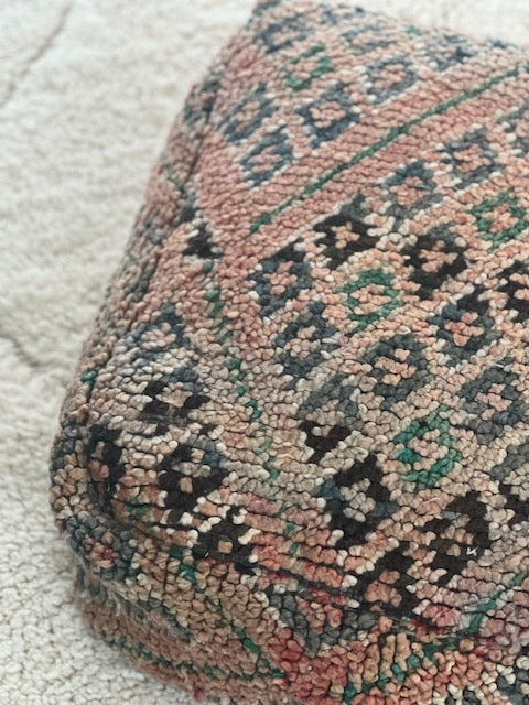 Moroccan Vintage Berber Boujaad Rug Floor Pillow Pouffe