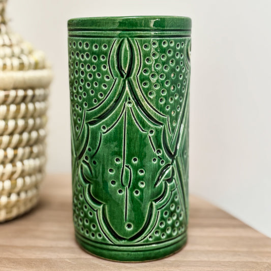 Moroccan Zwak Clay Oil / Wax Melt Burner in Green