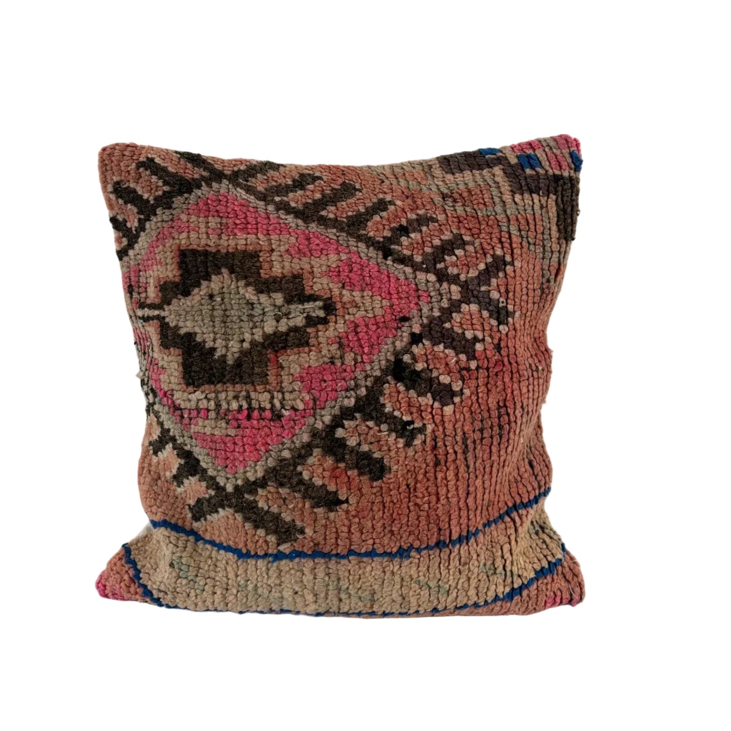 Decorative pillow with geometric pattern on a white surface