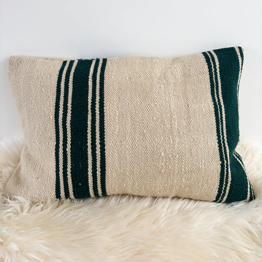 Moroccan Cushion with forest green stripes
